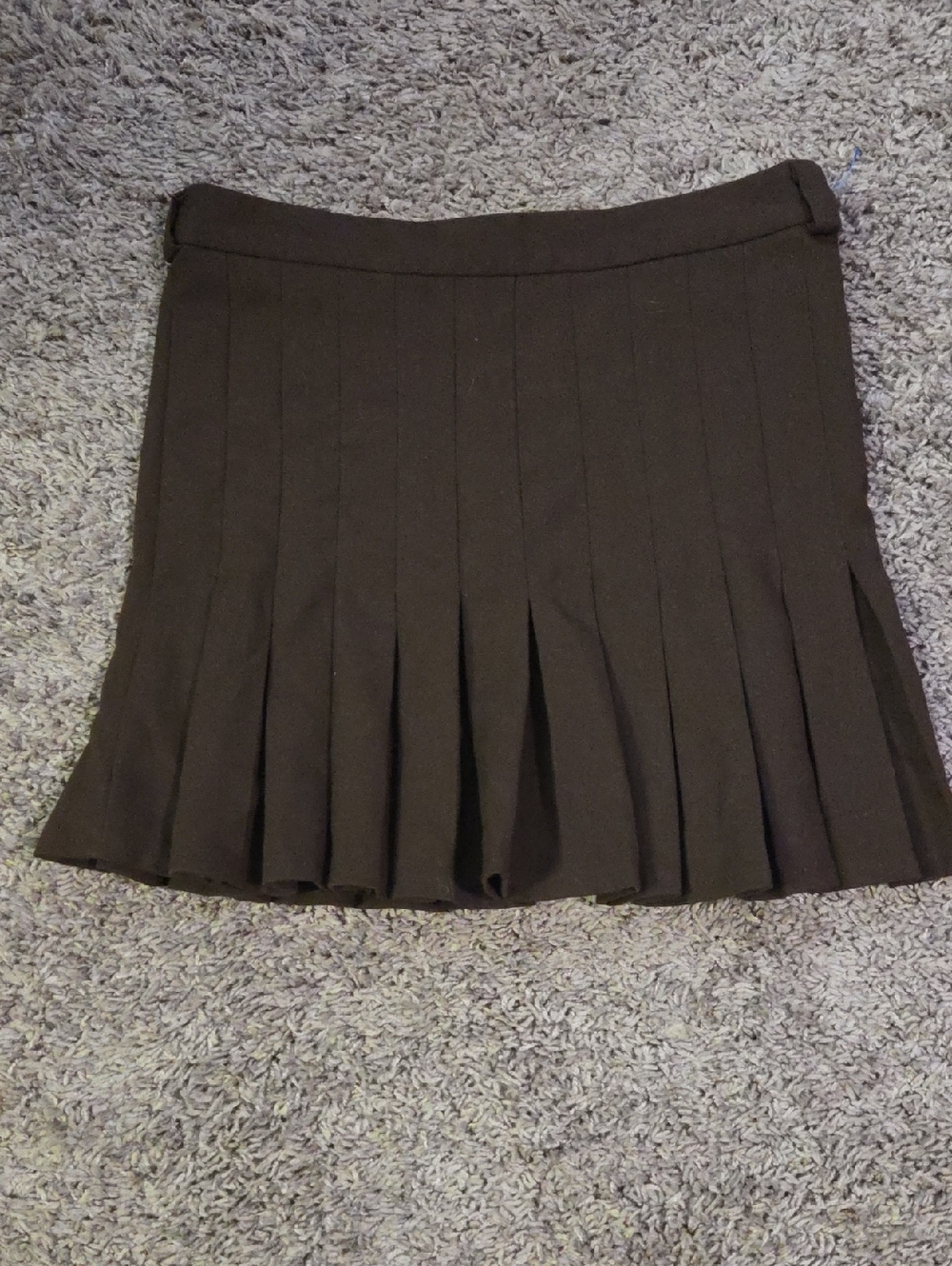 Pleated Mini Skirt in Dark Brown